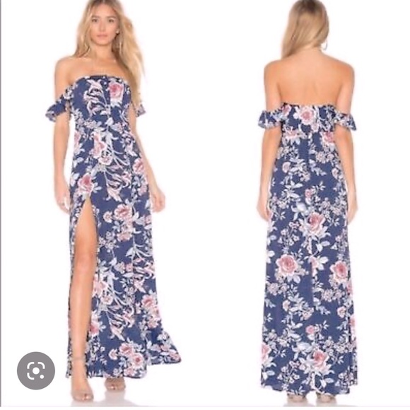 Flynn Skye Dresses & Skirts - Flynn Skye Bardot maxi dress with slit